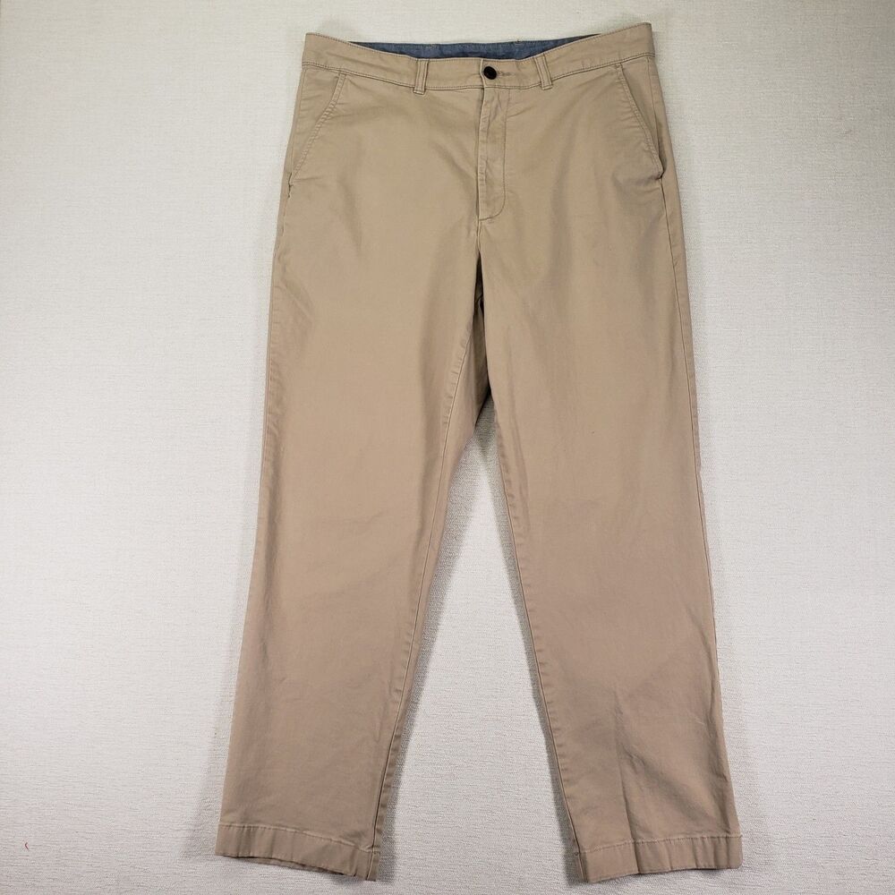 LL Bean Natural Fit Pants Flat Front Chino Cotton 503737 Mens Size 34x30 Beige